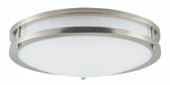 Budget ✔️ Maxim Linear 16 in. 23W 1-Light Integrated LED Flush Mount Ceiling Fixture in Satin Nickel 🧨