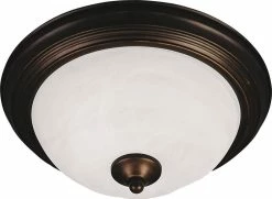 Wholesale 😍 Maxim 13-1/2 x 6 in. 75 W 2-Light Medium Flush Mount Ceiling Fixture with Marble Glass Bowl in Oil Rubbed Bronze 😉