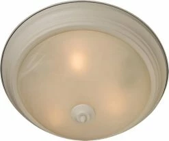 Cheap 👏 Maxim 13-1/2 in. 2-Light Flushmount in Textured White with Marble Glass Shade ✨