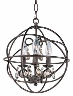 Best Sale 🛒 Maxim Orbit 14 in. 60W 3-Light Candelabra E-12 Ceiling Mount Pendant in Oil Rubbed Bronze 🔥