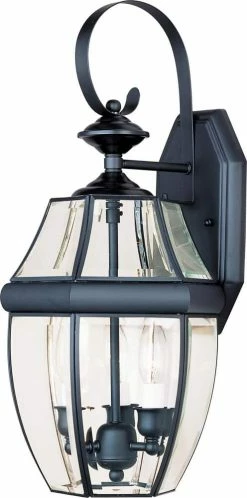 New 😍 Maxim South Park 19 x 9-1/2 in. 40W 3-Light Outdoor Wall Lantern in Black 🌟