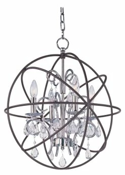 Deals 🌟 Maxim Orbit 21-1/2 in. 60W 4-Light Candelabra E-12 Ceiling Mount Pendant in Anthracite and Polished Nickel 🧨