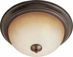 Cheap ✔️ Maxim 13-1/2 in. 2-Light Flushmount in Oil Rubbed Bronze with Wilshire Glass Shade ✔️