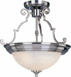 Best Pirce ✔️ Maxim 14 x 14-3/4 in. 100 W 2-Light Medium Semi-Flush Mount Ceiling Fixture in Satin Nickel ✨