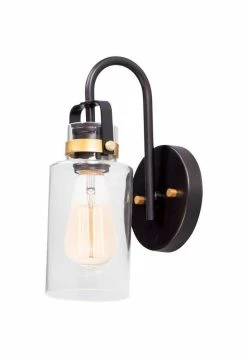Outlet 🥰 Maxim Magnolia 60W 1-Light Medium E-26 Incandescent Wall Sconce in Bronze with Gold 😀