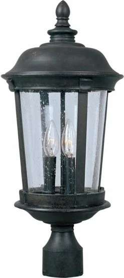 Discount 😍 Maxim Dover DC 180W 3-Light Candelabra E-12 Incandescent Outdoor Post Lantern in Bronze 🧨
