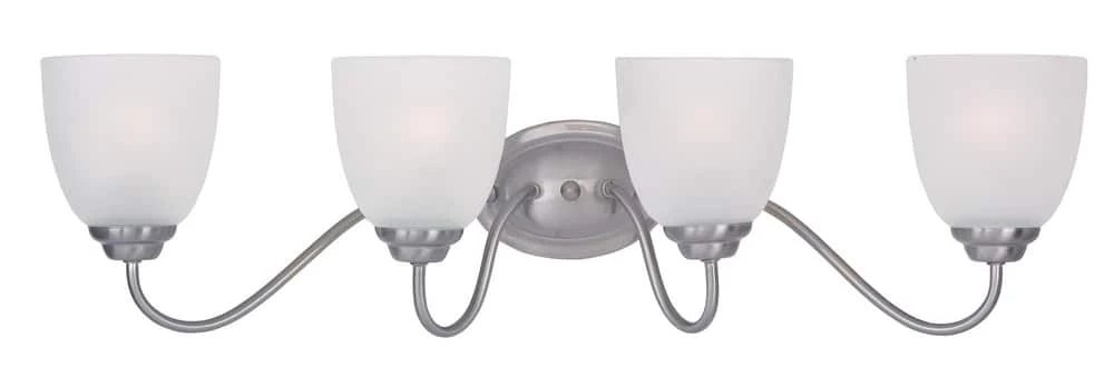 Hot Sale โ Maxim Stefan 8 in. 60W 4-Light Bath Vanity in Satin Nickel with Frosted Glass Shade ๐ 3 Hot Sale โ Maxim Stefan 8 in. 60W 4-Light Bath Vanity in Satin Nickel with Frosted Glass Shade ๐