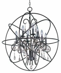 Outlet ✔️ Maxim Orbit 33 in. 60W 9-Light Candelabra E-12 Ceiling Mount Pendant in Oil Rubbed Bronze 🎉