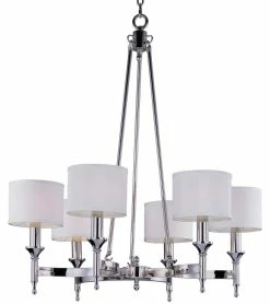 Best reviews of ⌛ Maxim 32 in. 40W 6-Light Candelabra E-12 Ceiling Mount Chandelier in Polished Nickel 🤩