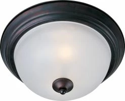 Wholesale 😉 Maxim 15-1/2 in. 3-Light Flushmount in Oil Rubbed Bronze with Frosted Glass Shade 👏