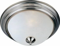 New 🧨 Maxim 15-1/2 in. 3-Light Flushmount in Satin Nickel with Frosted Glass Shade 😀