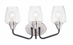 Buy ⌛ Maxim Goblet 60W 3-Light Medium E-26 Incandescent Vanity Fixture in Black with Satin Nickel 😍