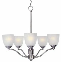 Cheapest ✔️ Maxim Stefan 25 in. 60W 5-Light Medium Incandescent Chandelier in Satin Nickel 🛒