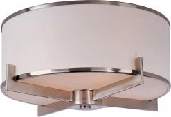 Outlet ⌛ Maxim Nexus 17-1/2 in. 3-Light Flushmount in Satin Nickel with White Glass Shade 👏