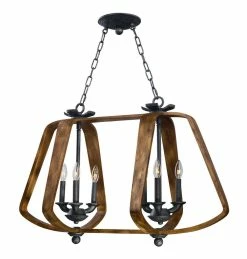 Cheapest 💯 Maxim Road House 19 in. 40W 6-Light Candelabra E-12 Base Incandescent Chandelier in Barn Wood and Iron 🌟