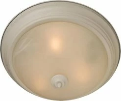Cheap ✨ Maxim 15-1/2 in. 3-Light Flushmount in Textured White with Marble Glass Shade ❤️