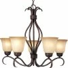 Best Pirce 🎁 Maxim Basix 22-1/2 in. 100 W 5-Light Medium Chandelier with Wilshire Glass in Oil Rubbed Bronze 🎉