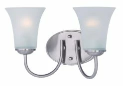 Buy 🔔 Maxim Logan 8-1/2 in. 60W 2-Light Wall Mount Medium E-26 Incandescent Bath Light in Satin Nickel ⭐