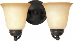 Best deal 🧨 Maxim Basix 9 in. 100 W 2-Light Medium Bracket with Wilshire Glass in Oil Rubbed Bronze 😉