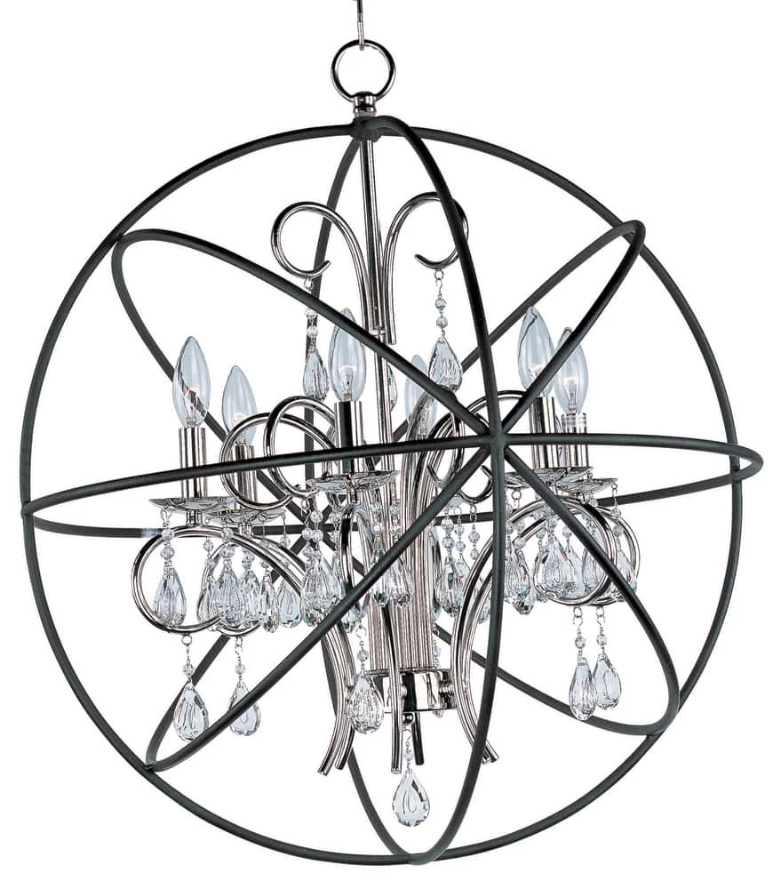 Buy ๐ Maxim Orbit 28 in. 60W 6-Light Candelabra E-12 Ceiling Mount Pendant in Anthracite and Polished Nickel โ๏ธ 3 Buy ๐ Maxim Orbit 28 in. 60W 6-Light Candelabra E-12 Ceiling Mount Pendant in Anthracite and Polished Nickel โ๏ธ