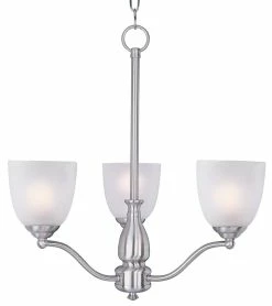 Coupon 🥰 Maxim Stefan 21 in. 60W 3-Light Medium Incandescent Chandelier in Satin Nickel 😉