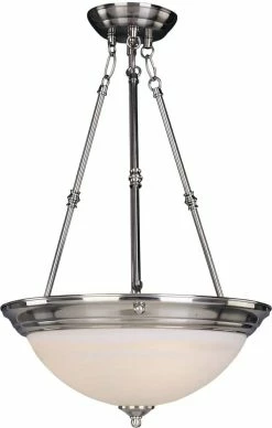 Budget 🧨 Maxim Essentials 24 in. 100W 3-Light Invert Bowl Pendant in Satin Nickel 🎉