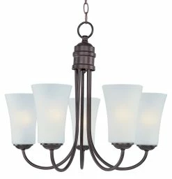 Best deal 🔥 Maxim Logan 18 in. 60W 5-Light Medium E-26 Ceiling Mount Chandelier in Oil Rubbed Bronze ⌛
