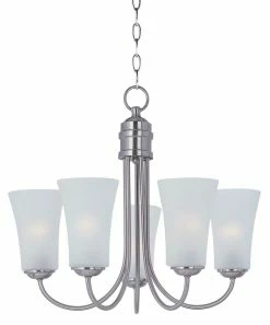Best reviews of 🥰 Maxim Logan 20 in. 60W 5-Light Medium Incandescent Chandelier in Satin Nickel 🎁
