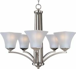 Best reviews of 🎁 Maxim Aurora 23-1/2 in. 100 W 5-Light Medium Chandelier in Satin Nickel 🔔