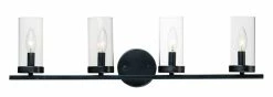 Hot Sale 😀 Maxim Sentinel 60W 4-Light Candelabra E-12 Incandescent Vanity Fixture in Black 🔔