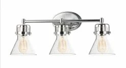 Deals ✔️ Maxim Seafarer 24-1/4 in. 180W 3-Light Medium E-26 Vanity Fixture with Clear Seedy Glass in Polished Chrome 🔥