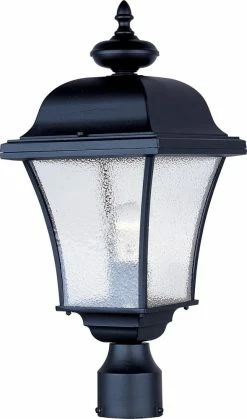Hot Sale 🔥 Maxim Senator 9 in. 100W 1-Light Incandescent Outdoor Pole or Post Lantern in Black 😍