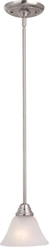 Outlet 😀 Maxim Newport 1-Light Pendant with Marble Glass in Satin Nickel ⌛