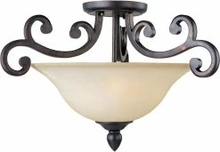 Hot Sale ⌛ Maxim Richmond 60W 3-Light Incandescent Medium E-26 Semi-Flush Mount Ceiling Fixture in Colonial Umber 🎉