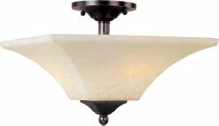 Cheapest 🥰 Maxim 100W 2-Light Incandescent Ceiling Light Fixture with Frosted Glass in Heirloom Brass 🎁