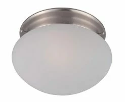 Best Pirce 🌟 Maxim Essentials 60W 1-Light Medium E-26 Base Incandescent Flushmount Ceiling Fixture in Satin Nickel 🧨
