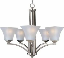 Outlet 🔥 Maxim 100W 5-Light Incandescent Chandelier in Satin Nickel 🌟