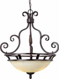 Top 10 😀 Maxim Manor 26-1/2 in. 100W 3-Light Pendant in Oil Rubbed Bronze 🧨
