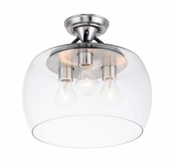 Coupon 🌟 Maxim Goblet 60W 3-Light Medium E-26 Incandescent Semi-Flush Mount Ceiling Fixture in Black with Satin Nickel 🧨