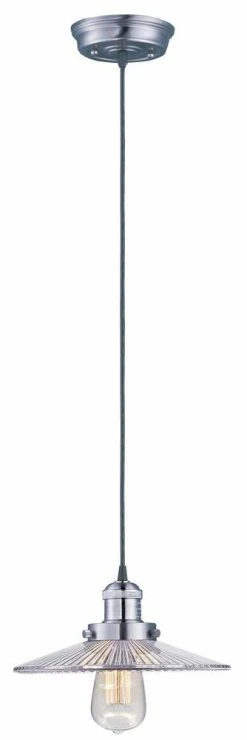 Promo 🎉 Maxim Mini Hi-Bay 5-1/4 in. 60W 1-Light Pendant in Satin Nickel 💯