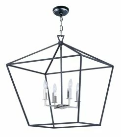 Coupon 🔥 Maxim Abode 60W 4-Light Candelabra E-12 Incandescent Chandelier in Textured Black with Polished Nickel 🔔
