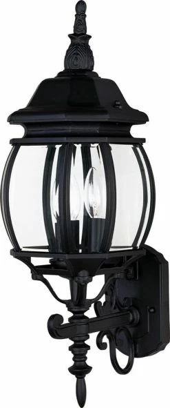Buy 💯 Maxim Crown Hill 8 in. 60 W 3-Light Candelabra Lantern in Black 💯