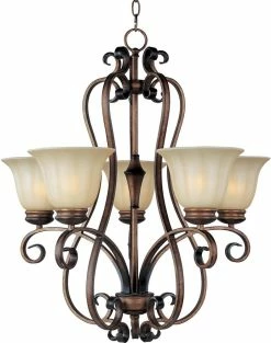 New ⭐ Maxim Fremont 25 in. 100W 5-Light Medium Incandescent Chandelier in Platinum Dusk ⌛