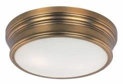 Cheapest 👏 Maxim Fairmont 13 in. 2-Light Flushmount in Natural Aged Brass with Satin White Glass Shade 😉