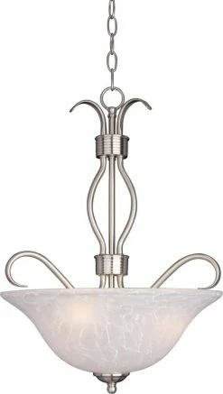Best Sale 🤩 Maxim Basix 22-1/2 in. 100W 3-Light Invert Bowl Pendant in Satin Nickel 😀