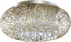 Discount 🌟 Maxim Arabesque 18 in. 7-Light Flushmount in Golden Silver with Beveled Crystal Glass Shade ⌛