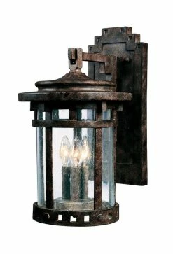 Best reviews of 😉 Maxim Santa Barbara 11 x 20 in. 180W 3-Light Wall Mount Candelabra E-12 Incandescent Outdoor Wall Lantern in Sienna 🌟
