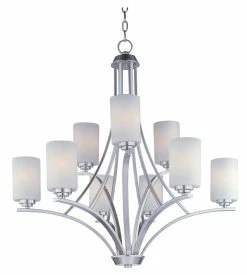 Flash Sale 🔔 Maxim Deven 60W 9-Light Chandelier in Satin Nickel 💯