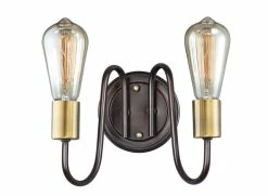 Best deal 🎉 Maxim Haven 120W 2-Light Medium E-26 Incandescent Wall Sconce in Oil Rubbed Bronze with Antique Brass ❤️