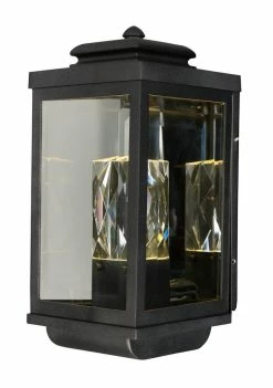 Deals ❤️ Maxim Mandeville 6 in. LED 2-Light Outdoor Wall Lantern in Galaxy Black ❤️